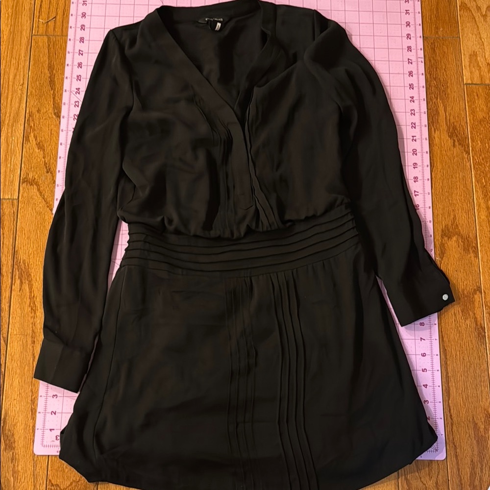 White House Black Market Black Sheath Dress with Cuffed Long Sleeves